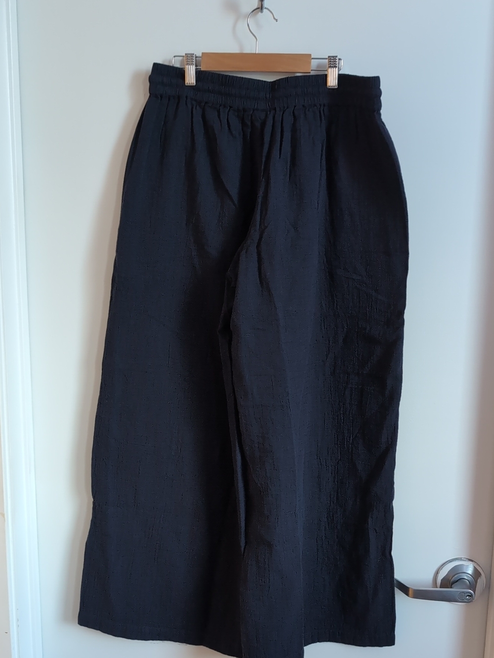 NWT Organic Coastal Double Gauze Split Hem Wide Leg Pant Size Large Navy Blue - Picture 5 of 12